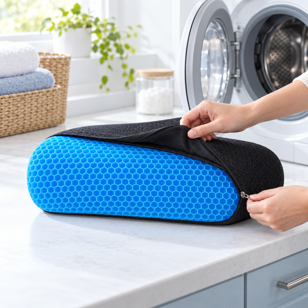 Removable, washable cover on the Verraloom lumbar cushion